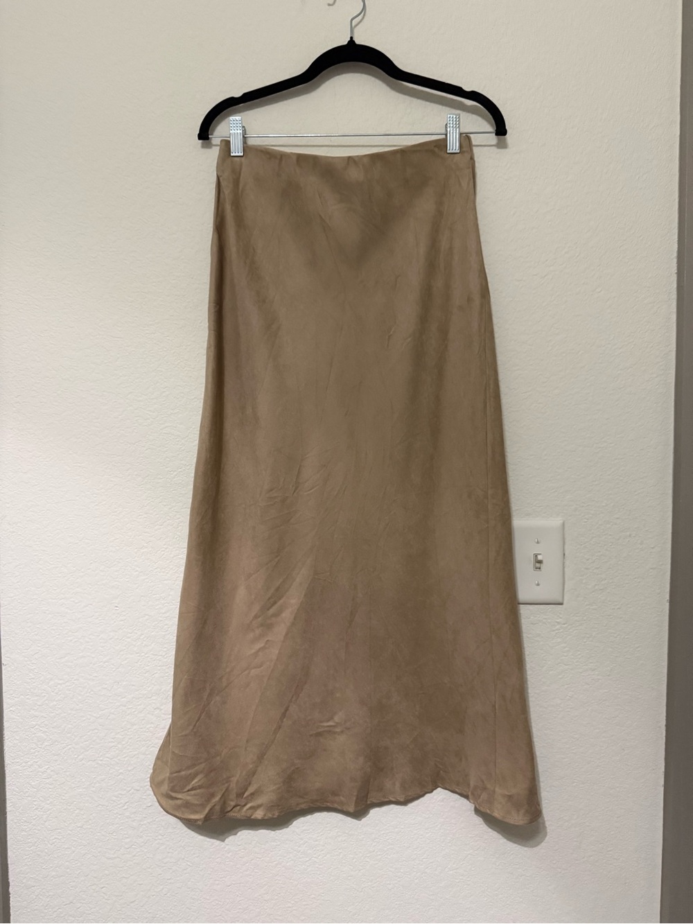 Zara Suede-like Neutral Tan A-Line Maxi Skirt